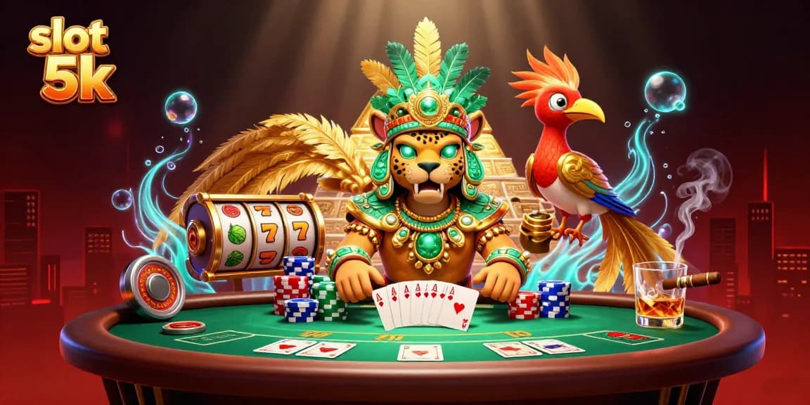 Spin to win with slot 5k as the Mayan jaguar priest unveils thrilling jackpots and vibrant casino elements.