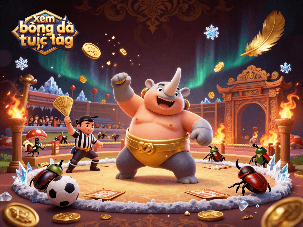 Cheerfully engage in xem bóng đá trực tiếp while enjoying thrilling moments with a dynamic sumo beetle champion.