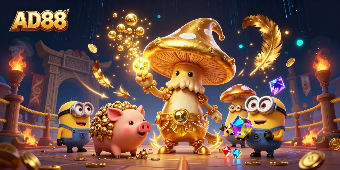 Engage in thrilling gameplay at AD88, featuring magical characters and dynamic casino elements.