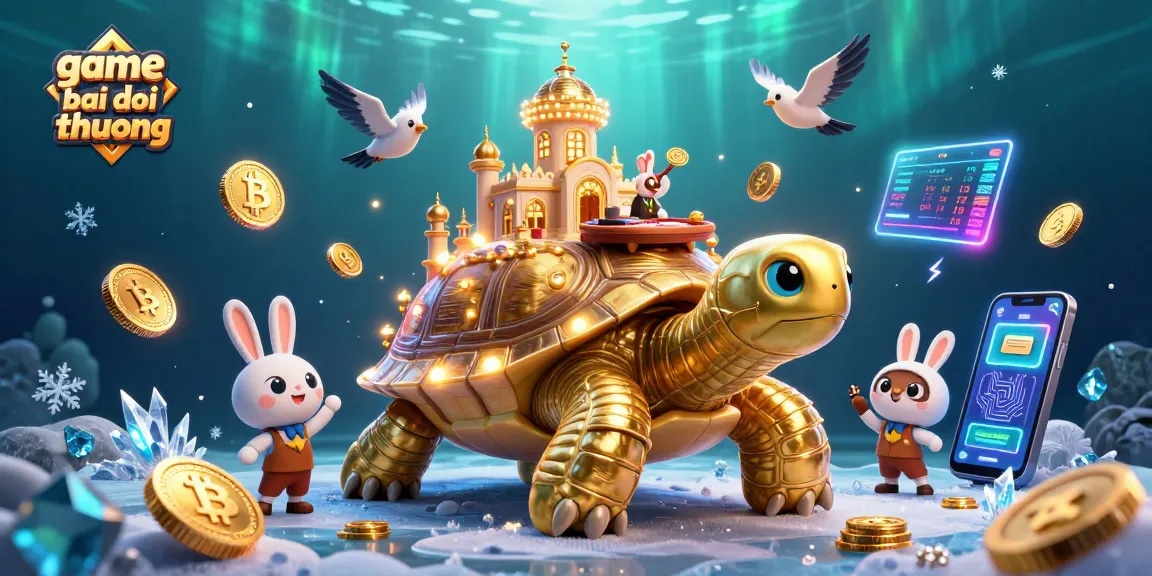 Experience the thrill of game bai doi thuong with a vibrant casino scene featuring golden tortoise and immersive elements.