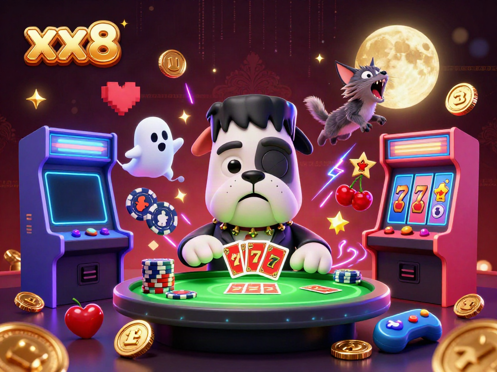 Experience the thrill of xx8 gaming with vibrant illustrations of unique casino characters.
