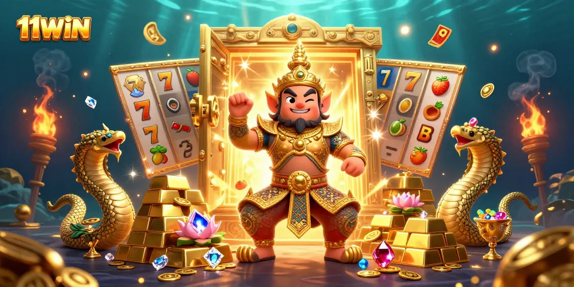 Engage with 11WIN's exhilarating slot adventure featuring vibrant guardians and treasures.