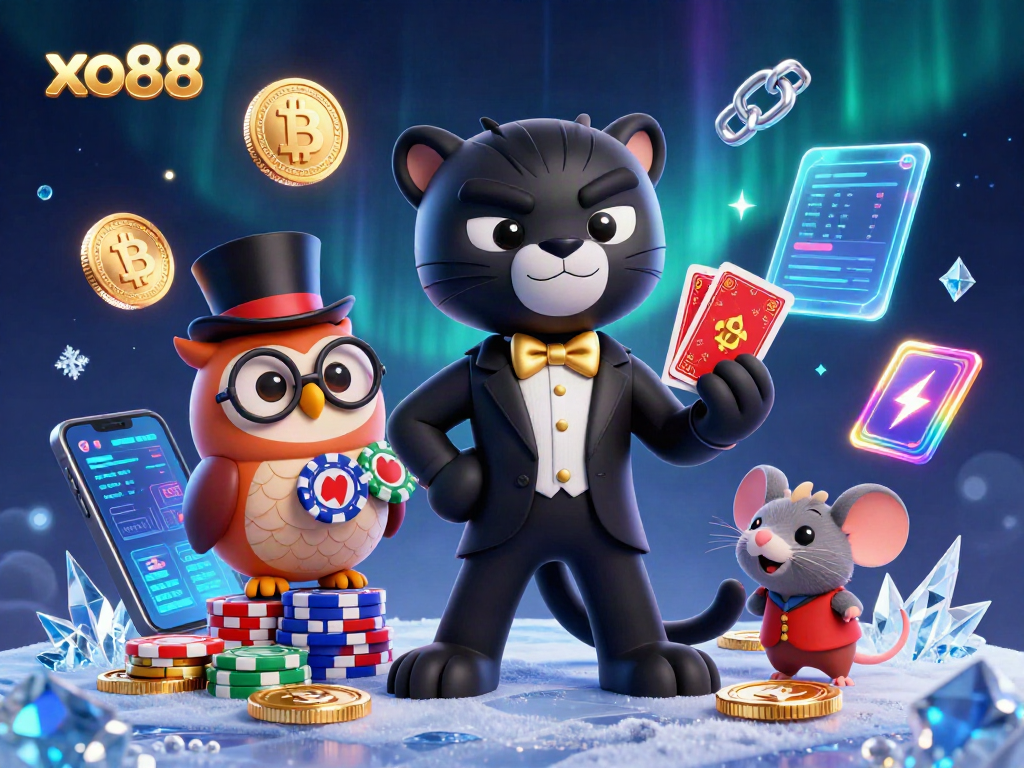 Experience high-stakes gaming at xo88 with stylish characters and casino elements.