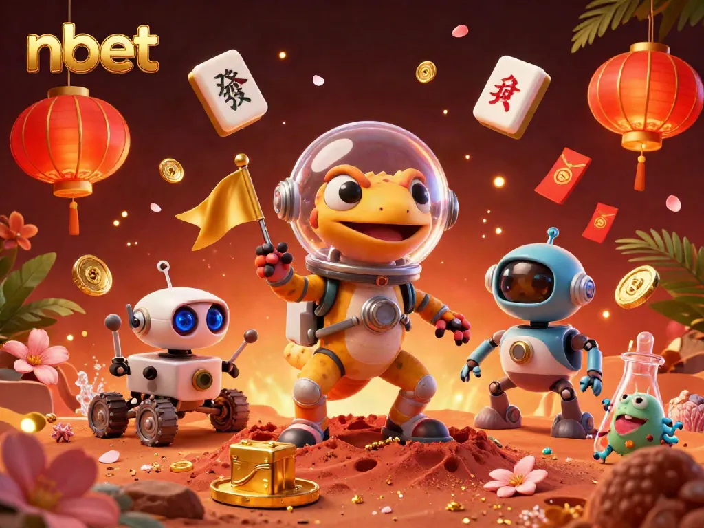 Experience the thrill of winning with nbet's vibrant casino adventure featuring Martian gecko and golden treasures.