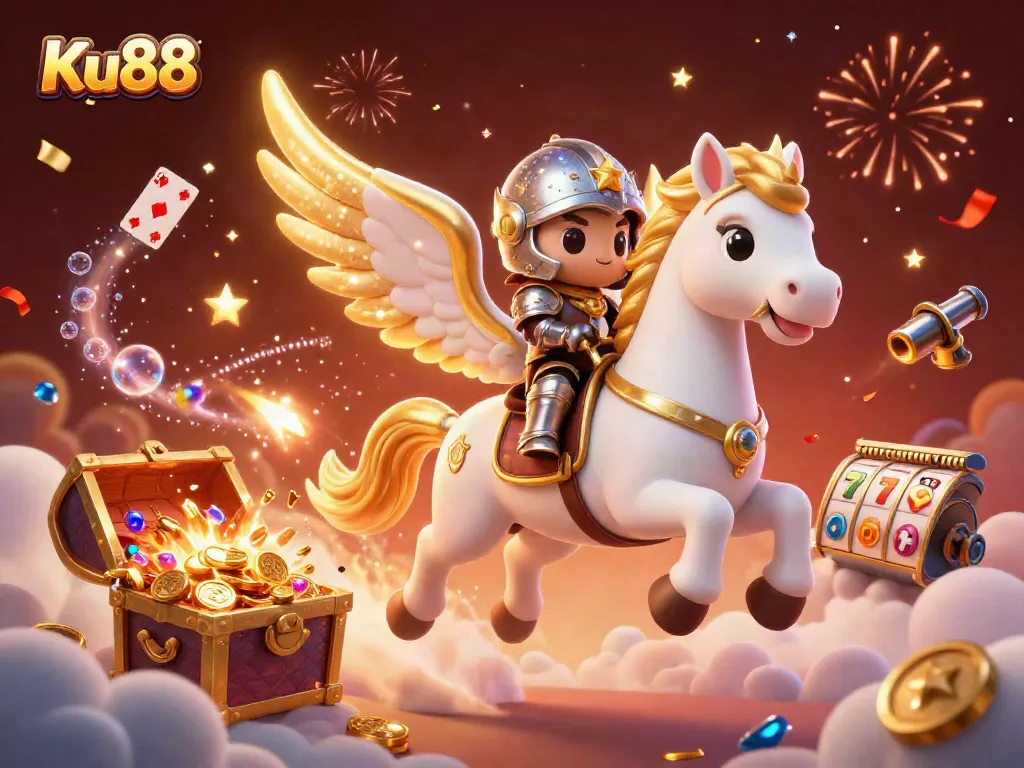 Experience thrilling gameplay with Ku88, a vibrant 3D illustration capturing the excitement of casino adventures.