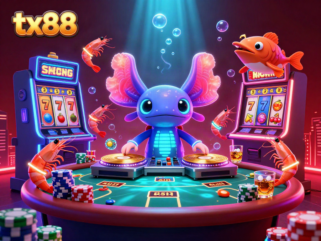 Experience the dynamic world of tx88 with vibrant gambling scenes featuring animated casino characters and lively gameplay.