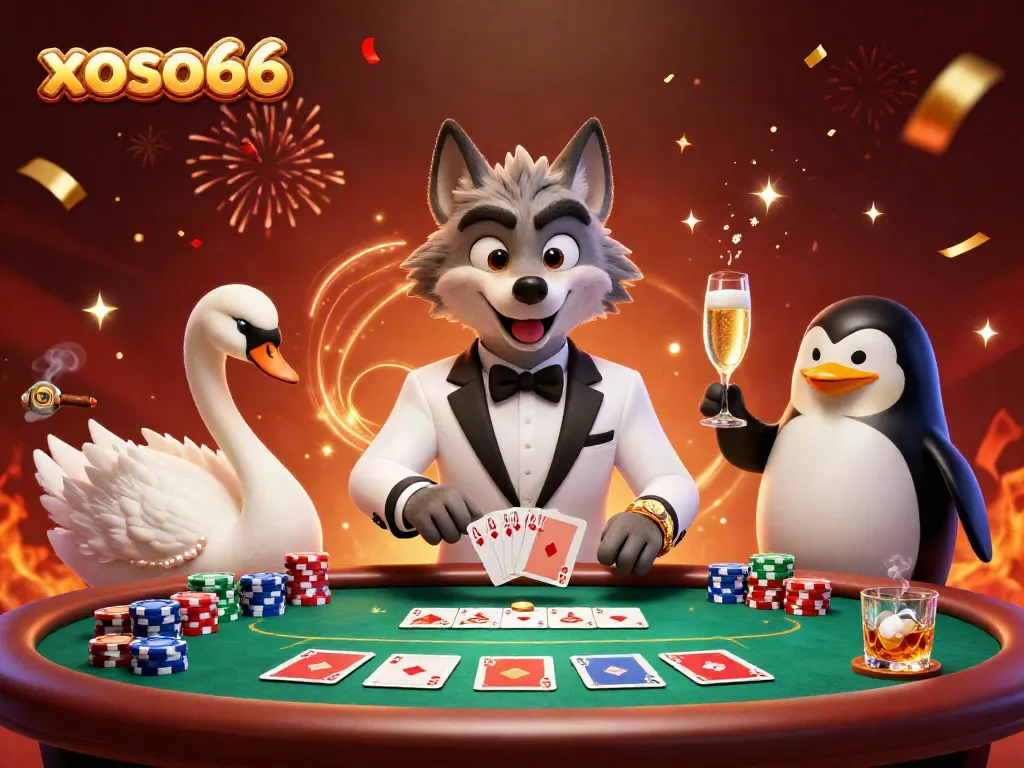 xoso66 brings an exciting casino experience with a charming wolf, elegant swan, and sophisticated penguin.
