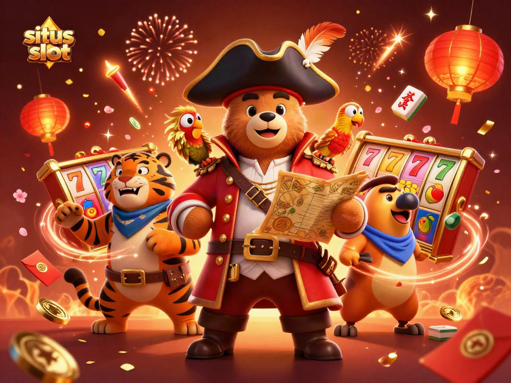 Experience thrilling moments at situs slot with vibrant slot reels and lively pirate characters.