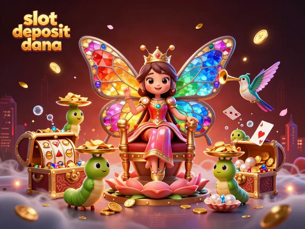 Experience the thrill with slot deposit dana in a vibrant casino-themed illustration featuring rich 3D elements.