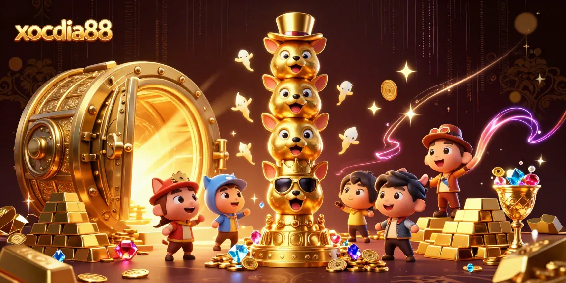 Experience excitement and rewards at xocdia88 with vibrant casino-themed elements and golden treasures.