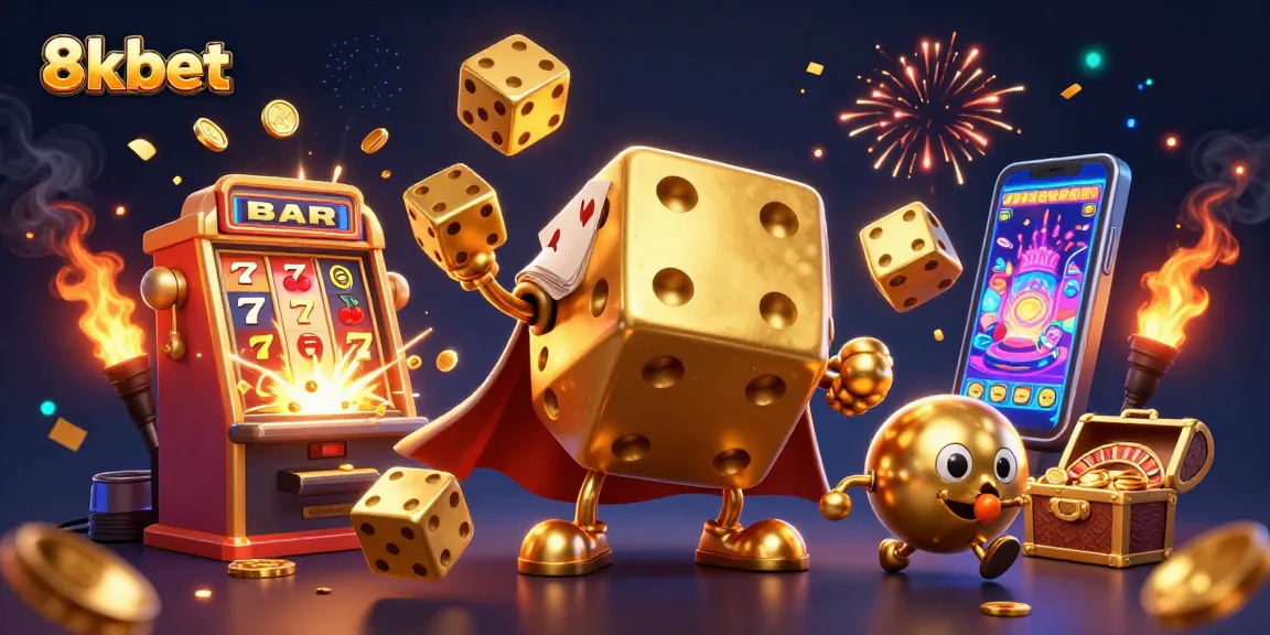 Play and win at 8xbet with thrilling golden dice and slot games in a vibrant casino atmosphere.