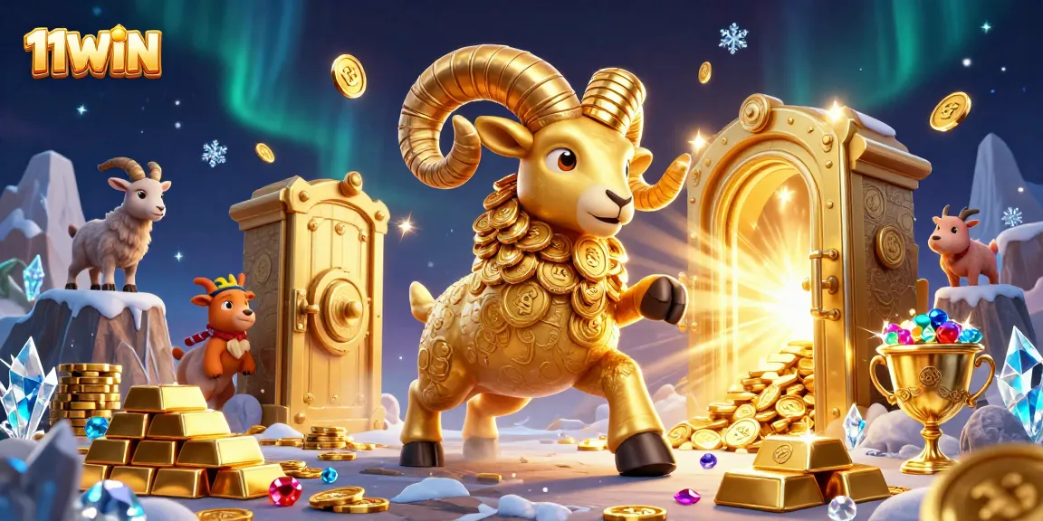 Engage with exciting 11WIN casino adventures featuring a dynamic golden ram illustration.