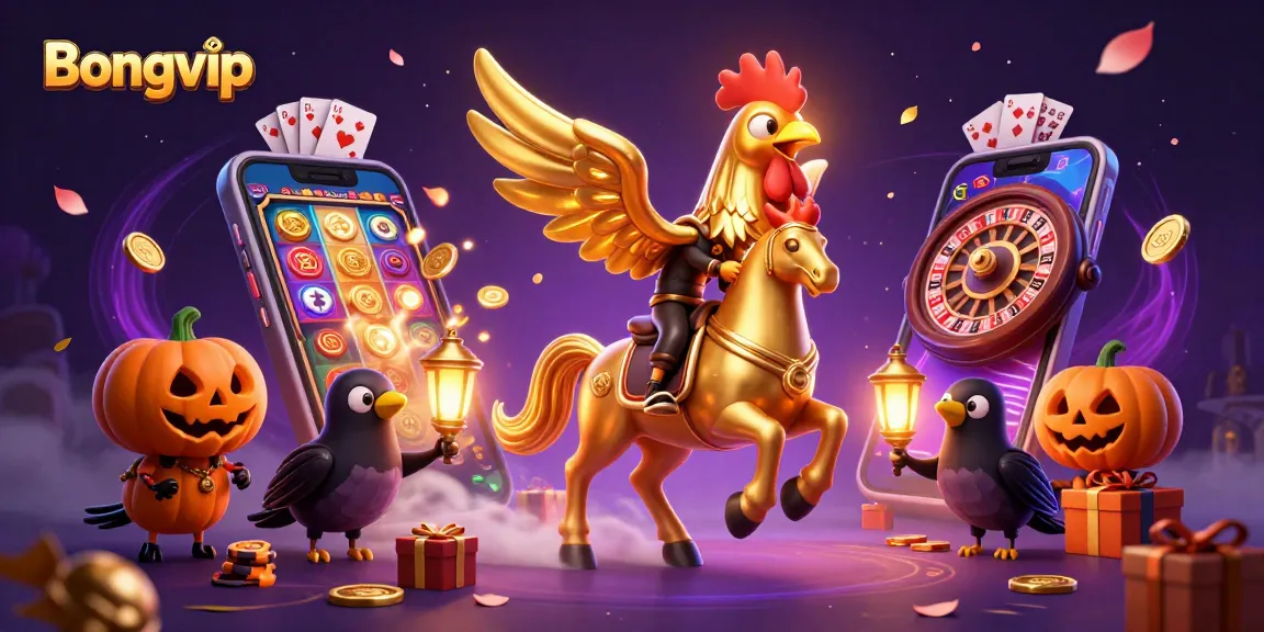 Bongvip offers thrilling gameplay with a golden rooster in an exciting midnight casino scene.